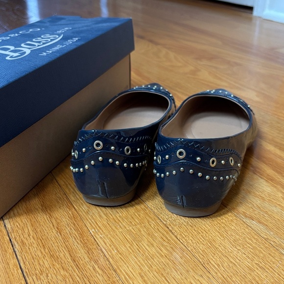 G.H. Bass & Co. Navy Patent Pointed-Toe Flats with Stud Detail - Picture 5 of 7